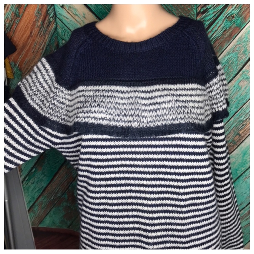 Q2 Striped Ruffle Top Acrylic Sweater - Picture 4 of 6